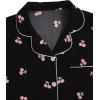 imageVerdusa Womens 2 Piece Pajama Set Matching Pjs Sets Cute Printed Sleepwear Button Up Shirt with Lounge Shorts SetBlack
