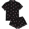 imageVerdusa Womens 2 Piece Pajama Set Matching Pjs Sets Cute Printed Sleepwear Button Up Shirt with Lounge Shorts SetBlack