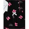 imageVerdusa Womens 2 Piece Pajama Set Matching Pjs Sets Cute Printed Sleepwear Button Up Shirt with Lounge Shorts SetBlack and Pink
