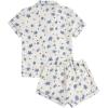 imageVerdusa Womens 2 Piece Pajama Set Matching Pjs Sets Cute Printed Sleepwear Button Up Shirt with Lounge Shorts SetBlue and White