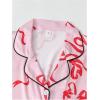 imageVerdusa Womens 2 Piece Pajama Set Matching Pjs Sets Cute Printed Sleepwear Button Up Shirt with Lounge Shorts SetBow Pink