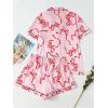 imageVerdusa Womens 2 Piece Pajama Set Matching Pjs Sets Cute Printed Sleepwear Button Up Shirt with Lounge Shorts SetBow Pink