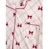 imageVerdusa Womens 2 Piece Pajama Set Matching Pjs Sets Cute Printed Sleepwear Button Up Shirt with Lounge Shorts SetBow Pink Beige