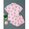 imageVerdusa Womens 2 Piece Pajama Set Matching Pjs Sets Cute Printed Sleepwear Button Up Shirt with Lounge Shorts SetBow Pink Red