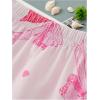 imageVerdusa Womens 2 Piece Pajama Set Matching Pjs Sets Cute Printed Sleepwear Button Up Shirt with Lounge Shorts SetBow Pink Red