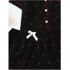 imageVerdusa Womens 2 Piece Pajama Set Matching Pjs Sets Cute Printed Sleepwear Button Up Shirt with Lounge Shorts SetCherry Black