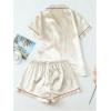imageVerdusa Womens 2 Piece Pajama Set Matching Pjs Sets Cute Printed Sleepwear Button Up Shirt with Lounge Shorts SetCherry Khaki