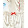 imageVerdusa Womens 2 Piece Pajama Set Matching Pjs Sets Cute Printed Sleepwear Button Up Shirt with Lounge Shorts SetCherry Khaki