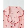 imageVerdusa Womens 2 Piece Pajama Set Matching Pjs Sets Cute Printed Sleepwear Button Up Shirt with Lounge Shorts SetCherry Pink