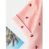 imageVerdusa Womens 2 Piece Pajama Set Matching Pjs Sets Cute Printed Sleepwear Button Up Shirt with Lounge Shorts SetCherry Pink