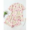 imageVerdusa Womens 2 Piece Pajama Set Matching Pjs Sets Cute Printed Sleepwear Button Up Shirt with Lounge Shorts SetGreen Beige