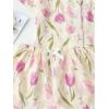 imageVerdusa Womens 2 Piece Pajama Set Matching Pjs Sets Cute Printed Sleepwear Button Up Shirt with Lounge Shorts SetGreen Beige