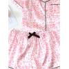imageVerdusa Womens 2 Piece Pajama Set Matching Pjs Sets Cute Printed Sleepwear Button Up Shirt with Lounge Shorts SetLeopard Pink