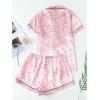 imageVerdusa Womens 2 Piece Pajama Set Matching Pjs Sets Cute Printed Sleepwear Button Up Shirt with Lounge Shorts SetLeopard Pink