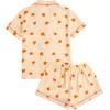 imageVerdusa Womens 2 Piece Pajama Set Matching Pjs Sets Cute Printed Sleepwear Button Up Shirt with Lounge Shorts SetOrange Apricot