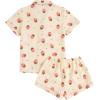 imageVerdusa Womens 2 Piece Pajama Set Matching Pjs Sets Cute Printed Sleepwear Button Up Shirt with Lounge Shorts SetPink Apricot