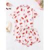 imageVerdusa Womens 2 Piece Pajama Set Matching Pjs Sets Cute Printed Sleepwear Button Up Shirt with Lounge Shorts SetPink Red