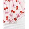 imageVerdusa Womens 2 Piece Pajama Set Matching Pjs Sets Cute Printed Sleepwear Button Up Shirt with Lounge Shorts SetPink Red