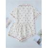 imageVerdusa Womens 2 Piece Pajama Set Matching Pjs Sets Cute Printed Sleepwear Button Up Shirt with Lounge Shorts SetPlus Beige