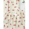imageVerdusa Womens 2 Piece Pajama Set Matching Pjs Sets Cute Printed Sleepwear Button Up Shirt with Lounge Shorts SetRed Apricot