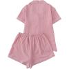 imageVerdusa Womens 2 Piece Pajama Set Matching Pjs Sets Cute Printed Sleepwear Button Up Shirt with Lounge Shorts SetSolid Pink