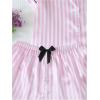 imageVerdusa Womens 2 Piece Pajama Set Matching Pjs Sets Cute Printed Sleepwear Button Up Shirt with Lounge Shorts SetStriped Pink