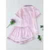 imageVerdusa Womens 2 Piece Pajama Set Matching Pjs Sets Cute Printed Sleepwear Button Up Shirt with Lounge Shorts SetStriped Pink