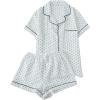 imageVerdusa Womens 2 Piece Pajama Sets Cute PJ Set Button Down Shirts and Shorts SleepwearWhite