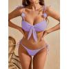 imageVerdusa Womens 3 Piece Floral Halter Bathing Suits High Waisted Drawstring Ruched Bikini SetsMauve Purple