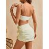 imageVerdusa Womens 3 Piece Floral Halter Bathing Suits High Waisted Drawstring Ruched Bikini SetsYellow