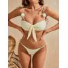 imageVerdusa Womens 3 Piece Floral Halter Bathing Suits High Waisted Drawstring Ruched Bikini SetsYellow