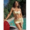 imageVerdusa Womens 3 Piece Floral Halter Bathing Suits High Waisted Drawstring Ruched Bikini SetsYellow