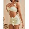 imageVerdusa Womens 3 Piece Floral Halter Bathing Suits High Waisted Drawstring Ruched Bikini SetsYellow