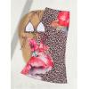 imageVerdusa Womens 3 Piece Swimsuits Metal Leopard Floral Halter Backless Beach Vacation Bikini Sets with Cover Up SkirtLeopard Brown
