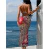imageVerdusa Womens 3 Piece Swimsuits Metal Leopard Floral Halter Backless Beach Vacation Bikini Sets with Cover Up SkirtLeopard Brown