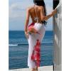 imageVerdusa Womens 3 Piece Swimsuits Metal Leopard Floral Halter Backless Beach Vacation Bikini Sets with Cover Up SkirtTie Multicolor
