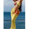 imageVerdusa Womens 3 Piece Swimsuits Metal Leopard Floral Halter Backless Beach Vacation Bikini Sets with Cover Up SkirtTie Yellow