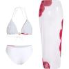 imageVerdusa Womens 3 Piece Swimsuits Metal Leopard Floral Halter Backless Beach Vacation Bikini Sets with Cover Up SkirtWhite