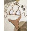 imageVerdusa Womens Bikini Sets Halter String Cute Frill Trim Two Piece Swimsuit Bathing SuitsBrown