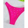 imageVerdusa Womens Colorblock Halter Swimwear Bikini Sets Two Piece Bathing SuitHot Pink Green
