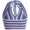 imageVerdusa Womens Colorblock Striped Crop Halter Top Tie Backless V Neck Going Out TopsBlue
