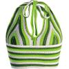 imageVerdusa Womens Colorblock Striped Crop Halter Top Tie Backless V Neck Going Out TopsGreen