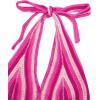 imageVerdusa Womens Colorblock Striped Crop Halter Top Tie Backless V Neck Going Out TopsHot Pink