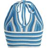 imageVerdusa Womens Colorblock Striped Crop Halter Top Tie Backless V Neck Going Out TopsLight Blue
