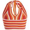 imageVerdusa Womens Colorblock Striped Crop Halter Top Tie Backless V Neck Going Out TopsOrange Red