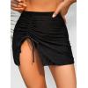 imageVerdusa Womens Drawstring Split Side Bodycon Skirt Swimsuit Bikini Cover UpBlack