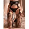 imageVerdusa Womens Fishnet Stockings Tights High Waist Lace Suspender PantyhoseLace Floral Black