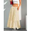 imageVerdusa Womens Flowy Flared Ruffle Boho Long Skirt Summer Maxi SkirtBeige