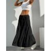 imageVerdusa Womens Flowy Flared Ruffle Boho Long Skirt Summer Maxi SkirtBlack