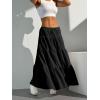imageVerdusa Womens Flowy Flared Ruffle Boho Long Skirt Summer Maxi SkirtBlack